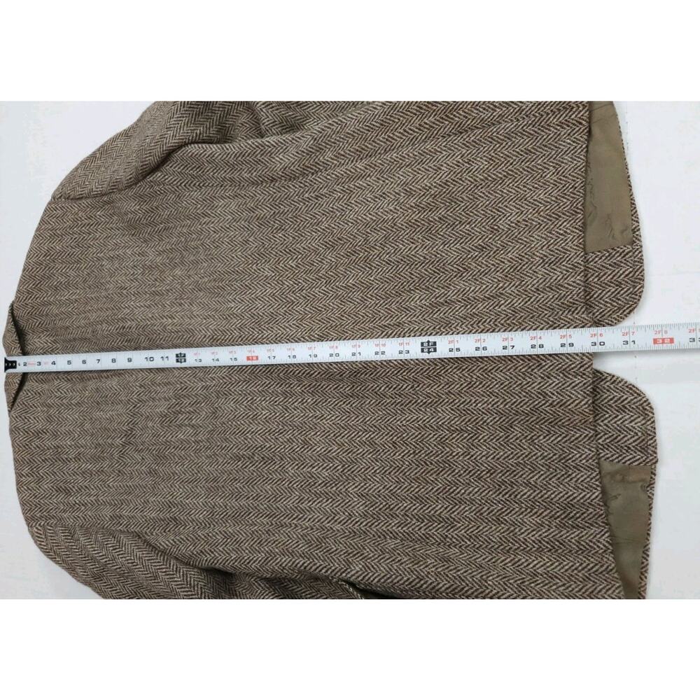 Harris Tweed Stanley Blacker Handwoven Herringbone Wool Blazer Brown Sport Coat - Picture 6 of 9
